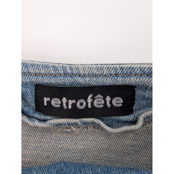 Retrofete Willa Skirt Womens S Light Wash Blue Denim Button Mini Skirt Festival - Picture 5 of 11